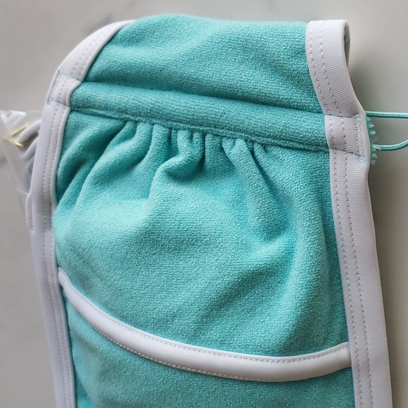 Kona Sol Turquoise Blue Terry Cloth Solid Bandeau w/Binding Bikini Top Size M # - Picture 6 of 11